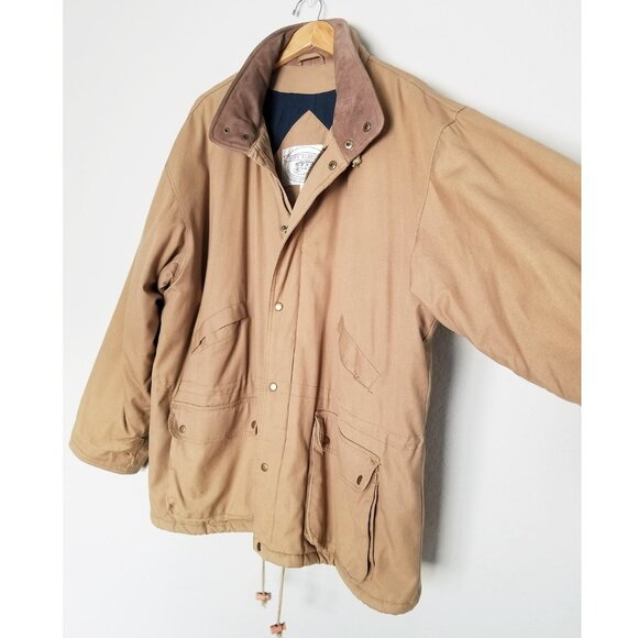 John Ashford Barn Jacket Chore Coat XL Leather Collar Utility Drawstrings Warm - Picture 6 of 16